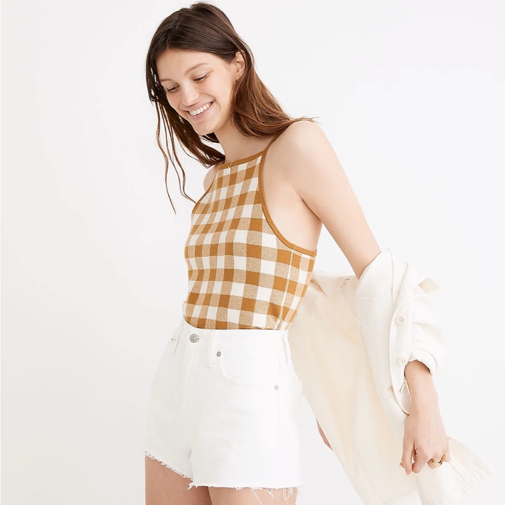 Madewell Gingham Apron Sweater Tank NWT